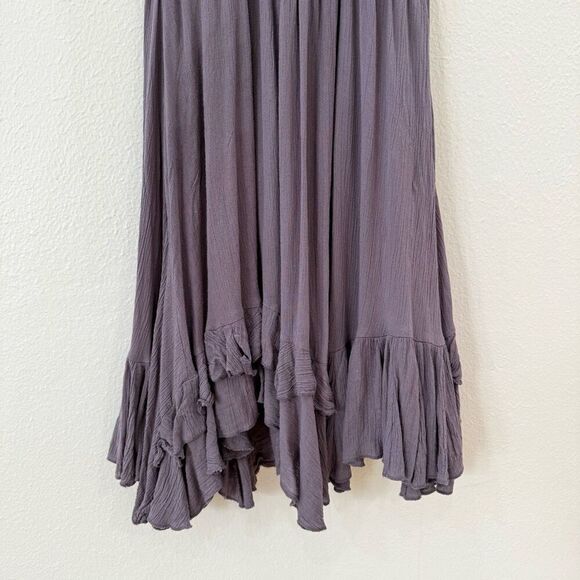 Free People L112316 Womens Dark Grey Adella Frilled Chemise Dress Size Medium - Picture 7 of 11